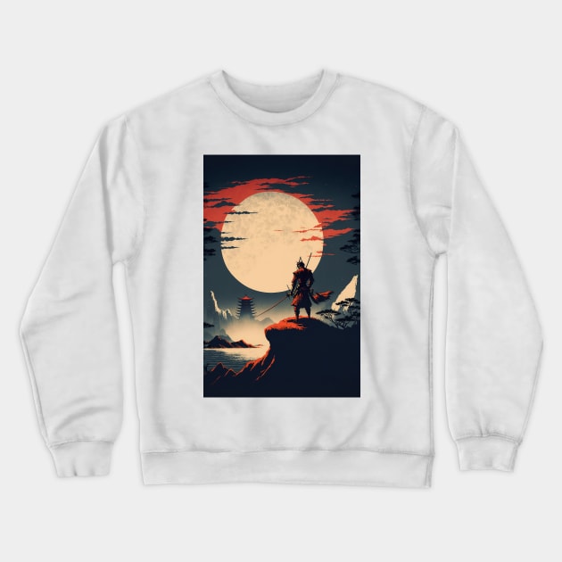 Moon Samurai Japan Crewneck Sweatshirt by JigglePeek